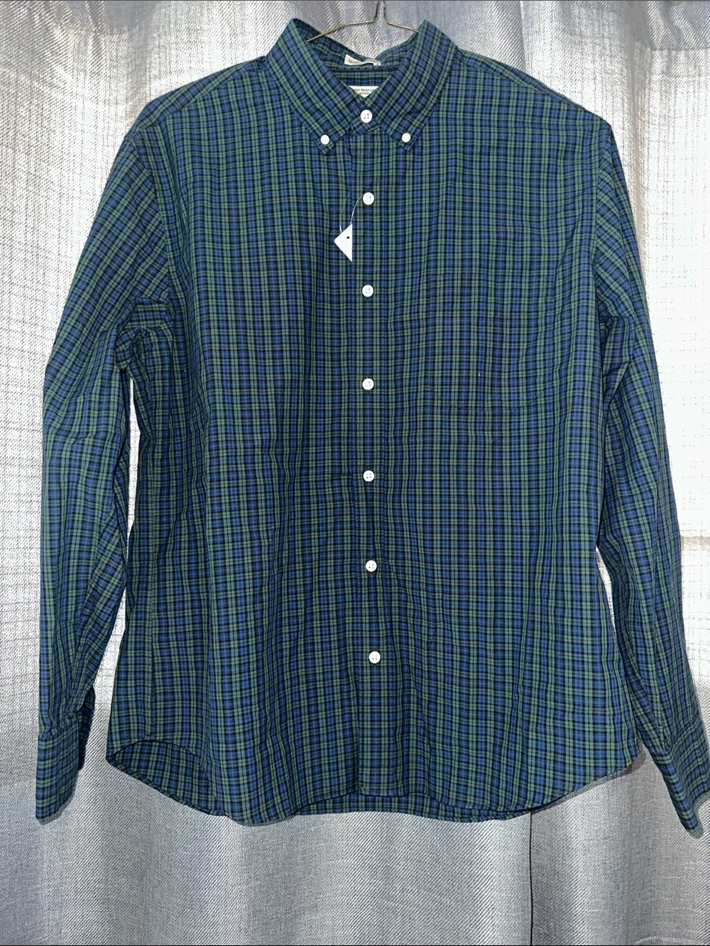 J. Crew Green and Blue Plaid Long-Sleeve Button-Down Shirt